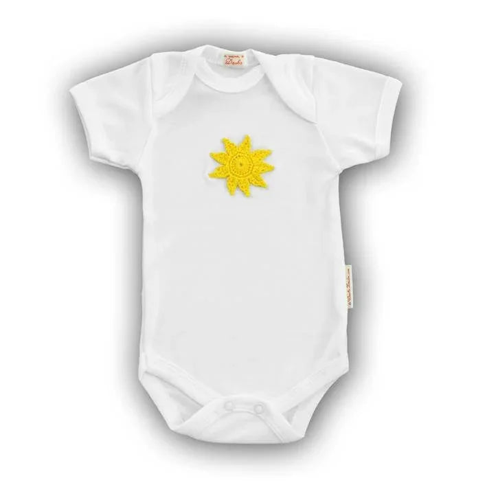 Sun Baby Onesie with Hand-Crocheted Picture