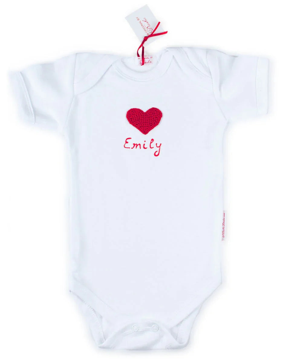Baby Onesie  - Customize with hand crocheted Picture and a baby's Name in 3D paint!