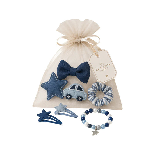 Boys' Accessories Gift Set – Blue Bow Tie & Bracelet | By Dasha London